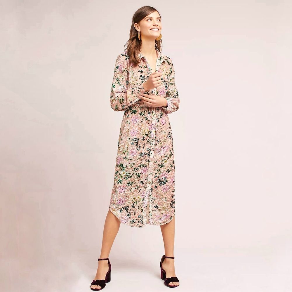 Anthropologie Hemant & Nandita Triana Floral Dress in Pink Size Small